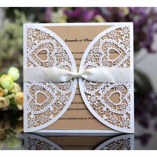 Square Invitation Card With Envelope Butterfly Wedding Invitation White Card